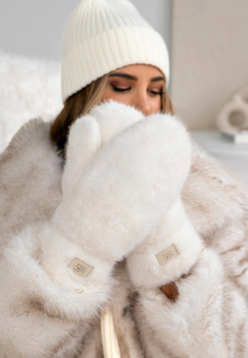 Handschuhe mit Fell Snowy Ecru