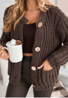 Krótki Cardigan z guzikami Autumn Lovers Schokoladenbraun