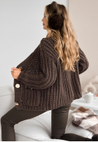 Krótki Cardigan z guzikami Autumn Lovers Schokoladenbraun