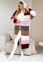 Długi Cardigan Just A Moment burgundowo-Rosa