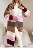 Długi Cardigan Just A Moment burgundowo-Rosa