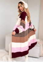 Długi Cardigan Just A Moment burgundowo-Rosa