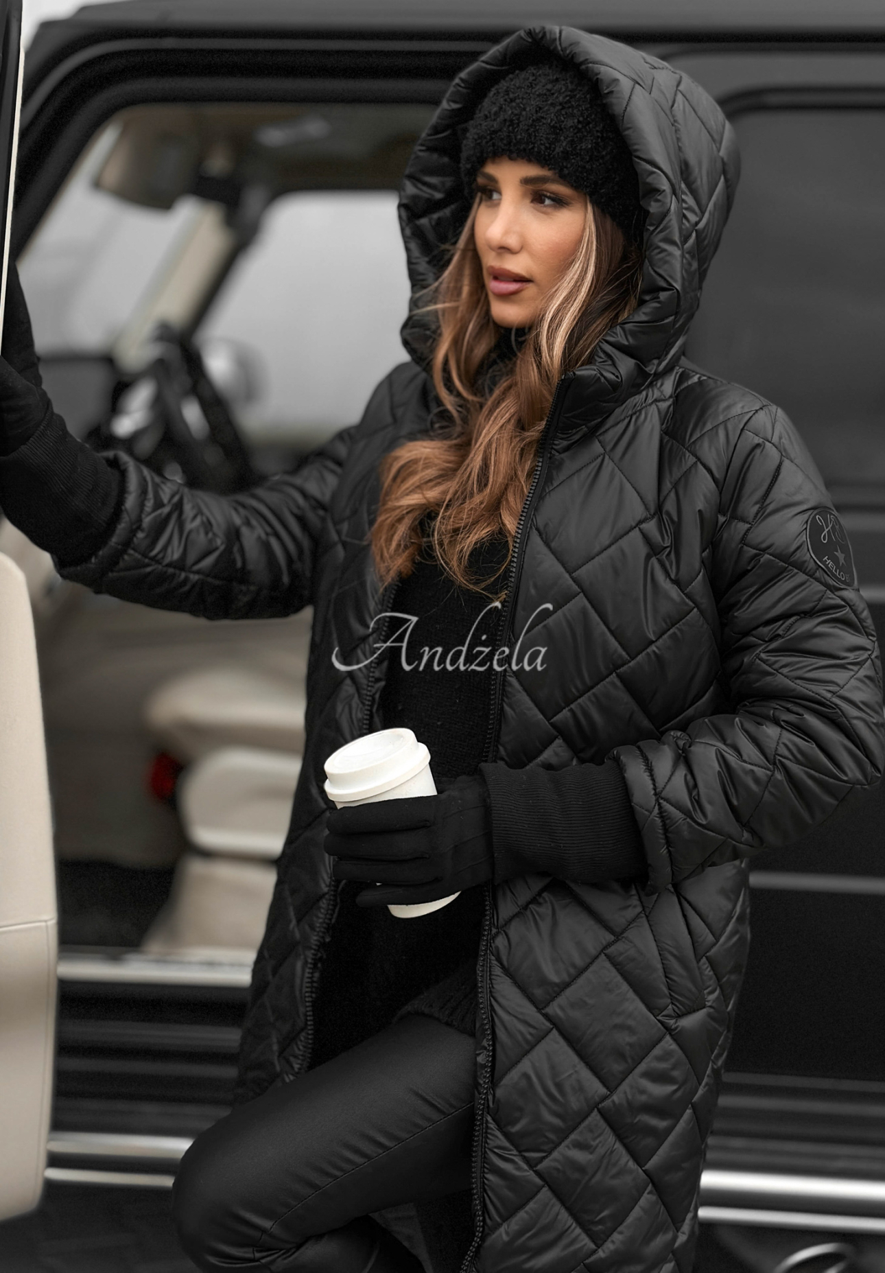 Lange Steppjacke Forest Walk Schwarz