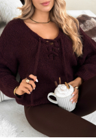 Pullover oversize ze sznurowaniem Hug Me Tight Burgunderrot