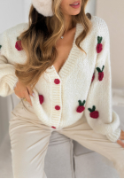 Zapinany Cardigan Strawberry Lover Ecru