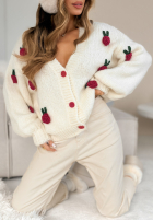 Zapinany Cardigan Strawberry Lover Ecru
