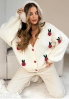 Zapinany Cardigan Strawberry Lover Ecru