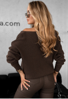 Leicht Pullover z nadrukiem Miss Mademoiselle Schokoladenbraun
