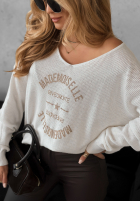 Leicht Pullover z nadrukiem Miss Mademoiselle Ecru