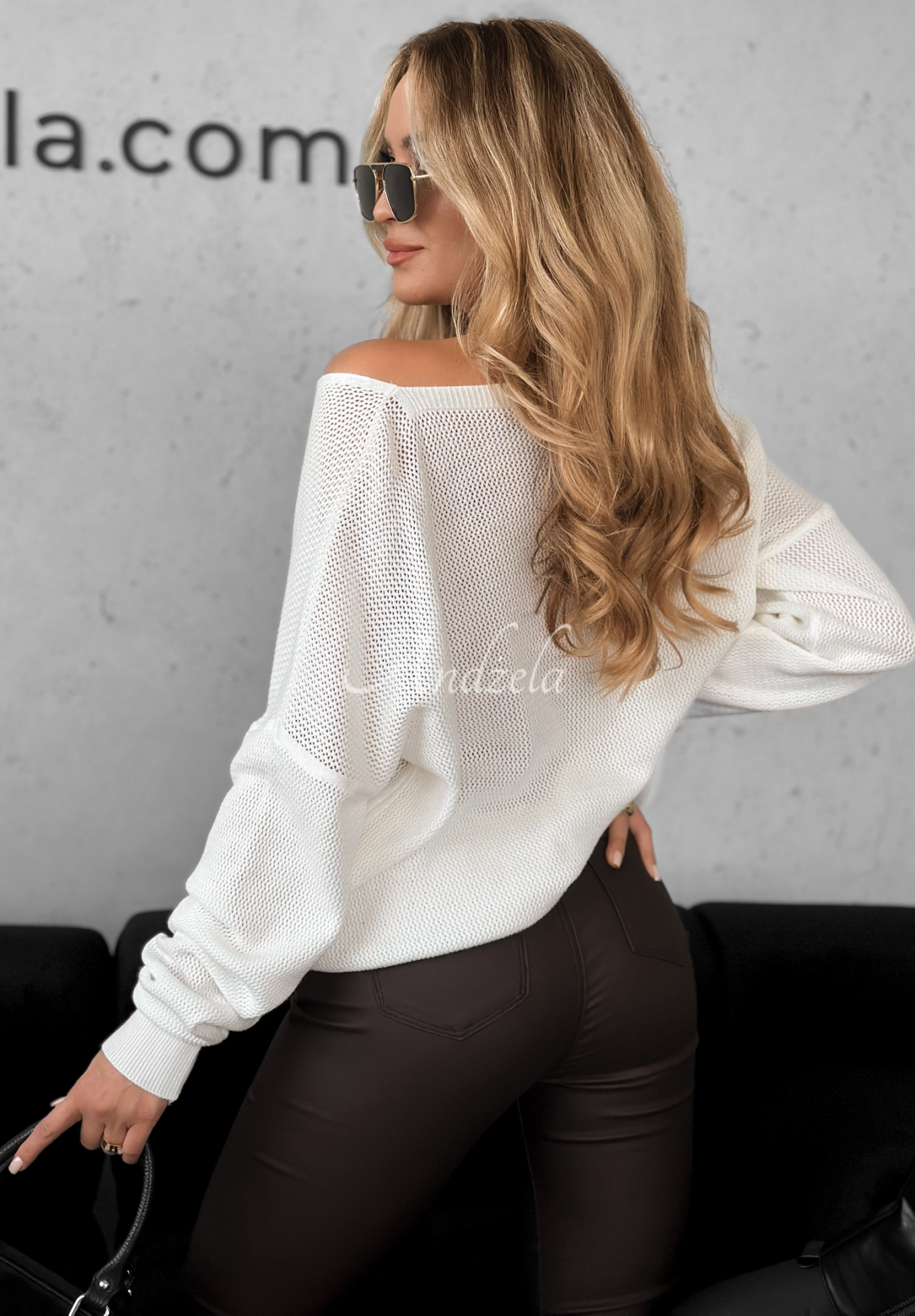 Viskosepullover mit Print Miss Mademoiselle Ecru