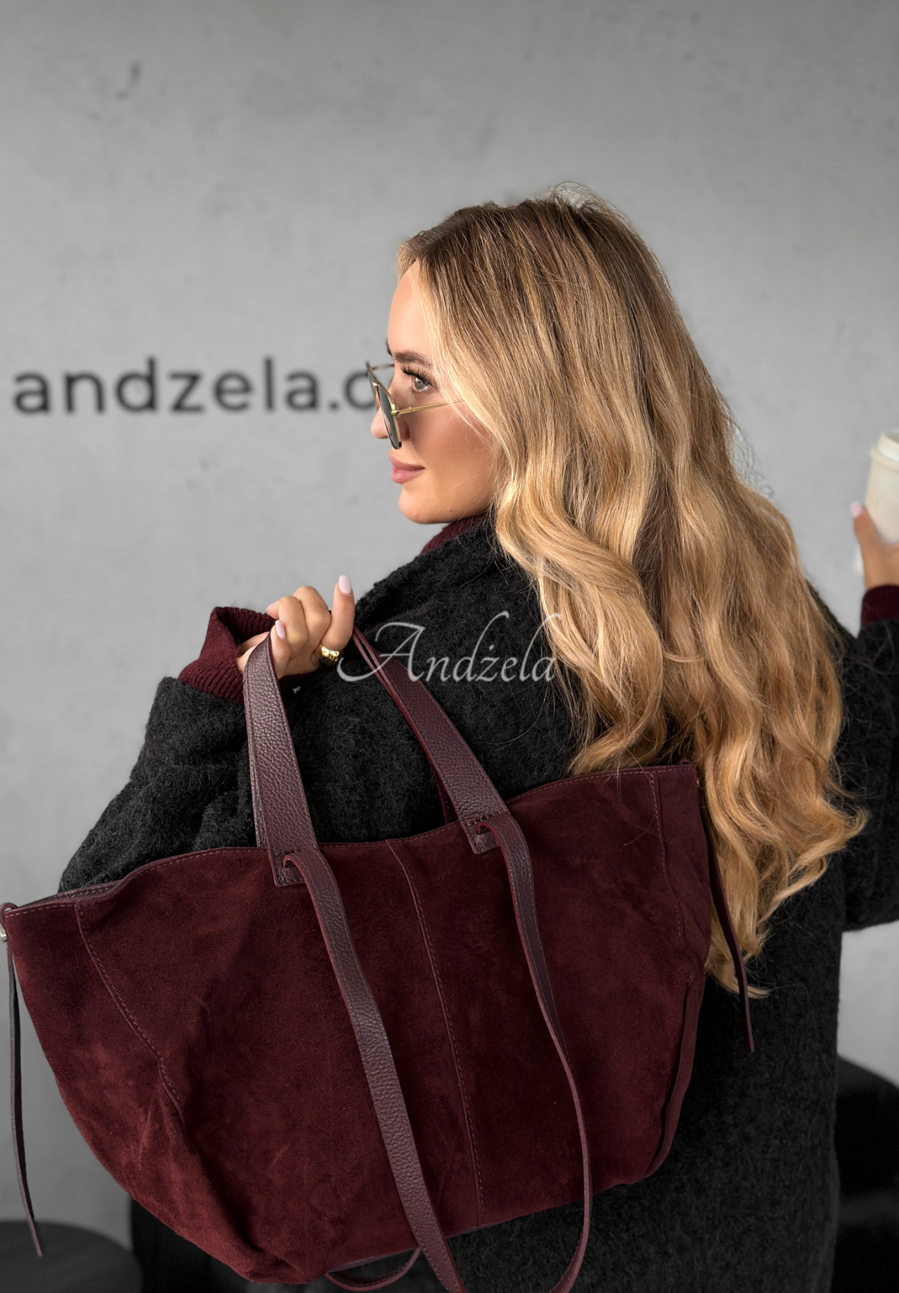 Wildlederhandtasche Inspirational Burgunderrot