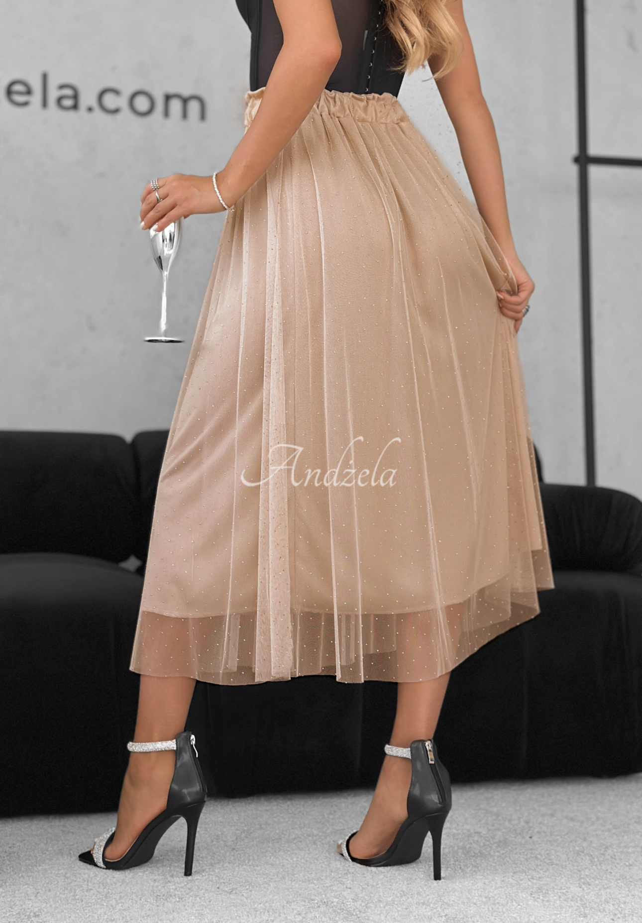 Tüllrock mit Kristallen Diamond Twirls Beige