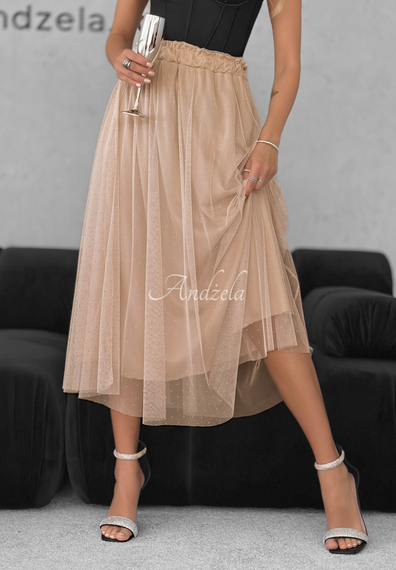 Tüllrock mit Kristallen Diamond Twirls Beige