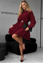 Kleid mini z falbankami Without Words Burgunderrot