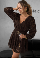 Koronkowy Jumpsuit z paskiem Chase Your Dreams Schokoladenbraun
