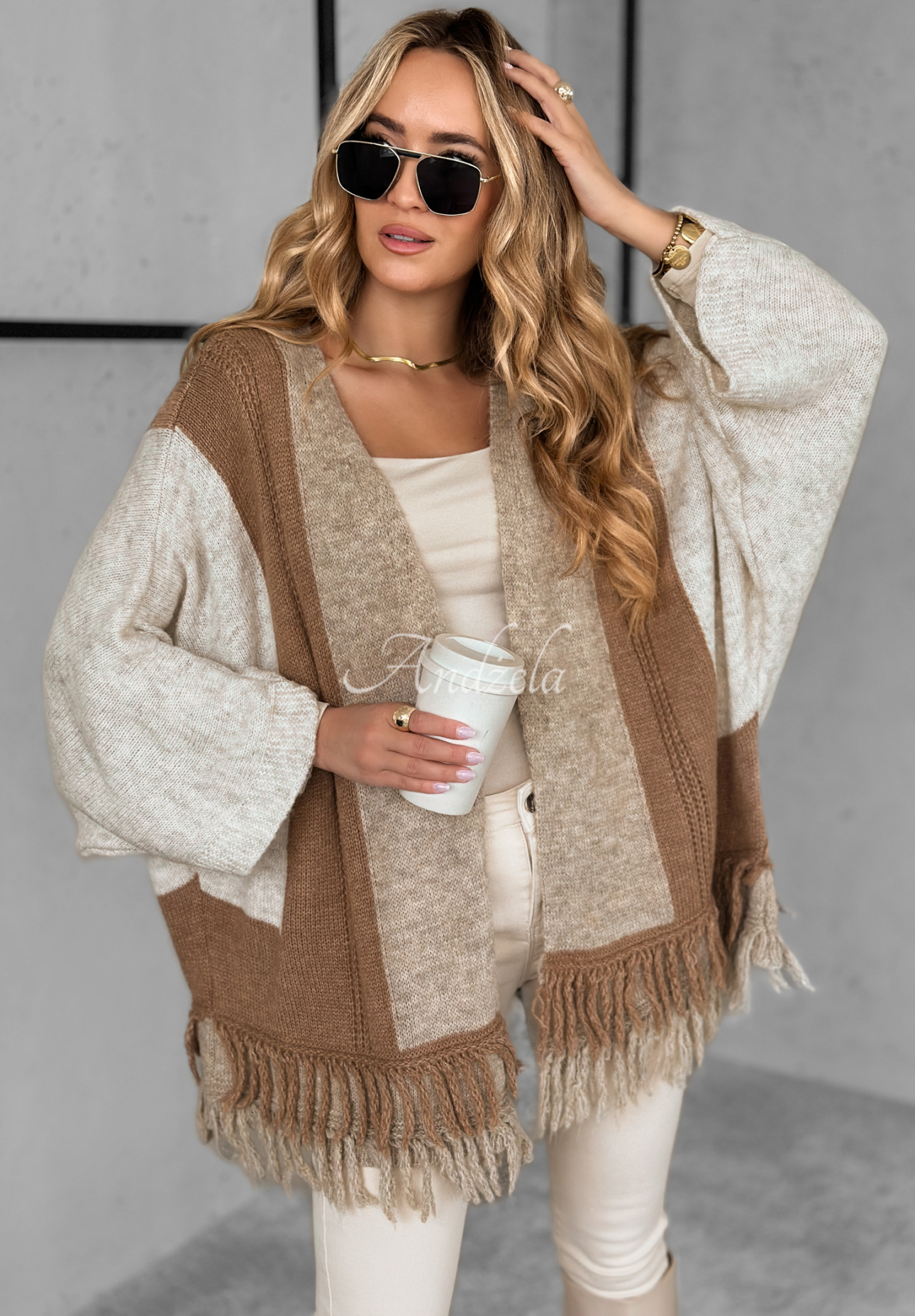 Oversize-Cardigan aus Wolle und Viskose Quiet Mornings Beige