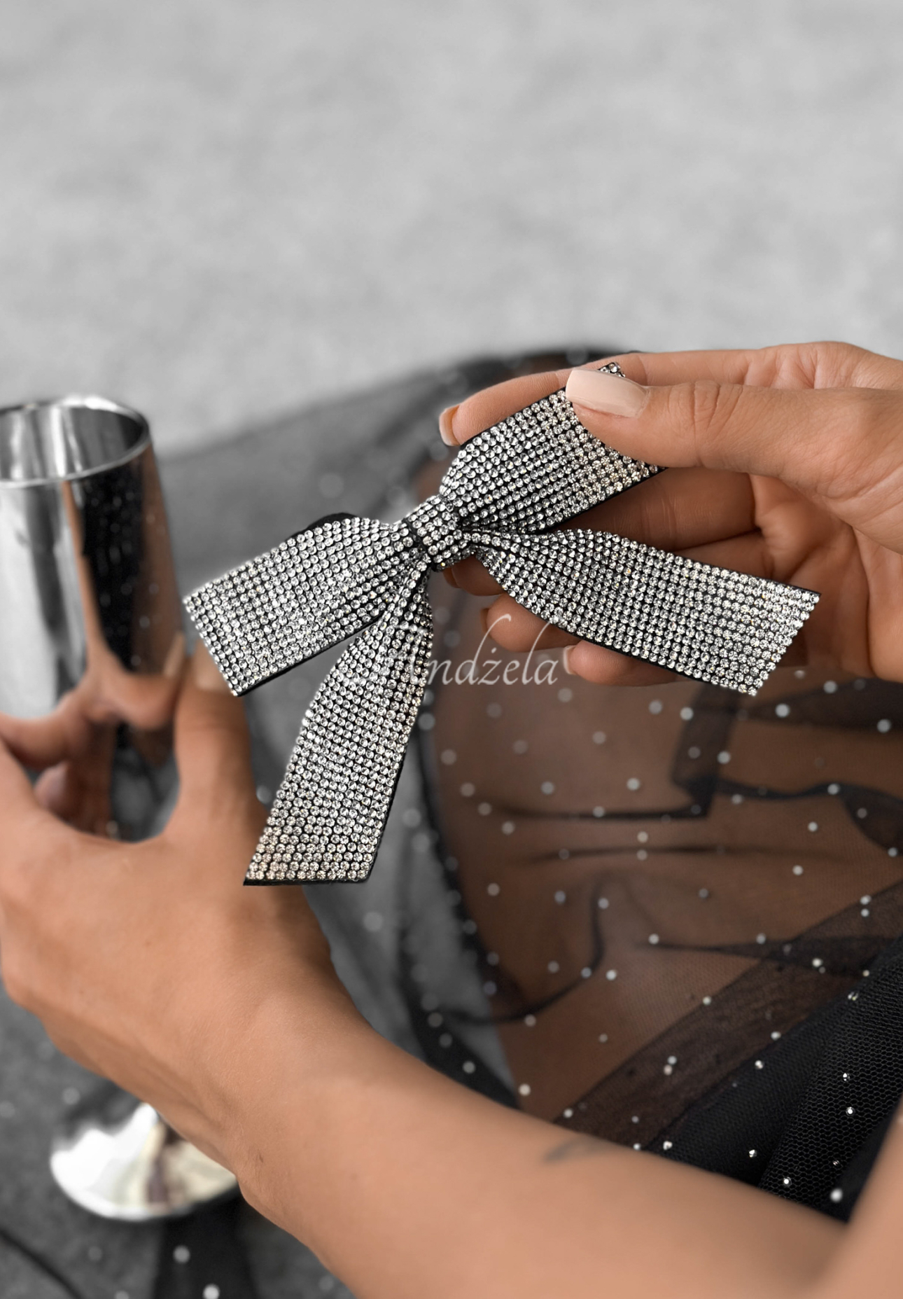 Schleifen Haarclip Partychic Silber