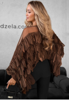 Wiskozowa Bluse z falbankami Dating You Schokoladenbraun