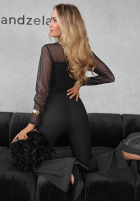 Siateczkowa Bluse z koronką Divine Lace Schwarz