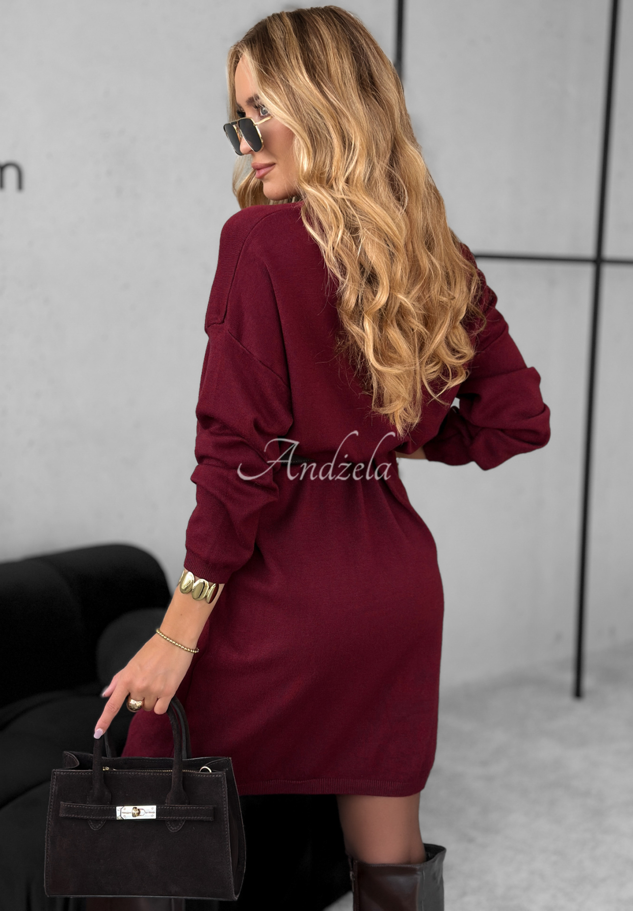 Strickkleid mit Viskose und Kaschmir You Decide Burgunderrot