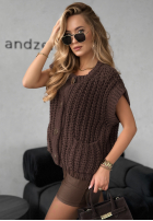 Krótka sweterkowa Weste z guzikami Autumn Lovers Schokoladenbraun