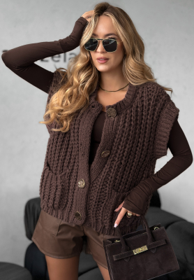 Kurze Pullunderweste mit Knöpfen Autumn Lovers Schokoladenbraun