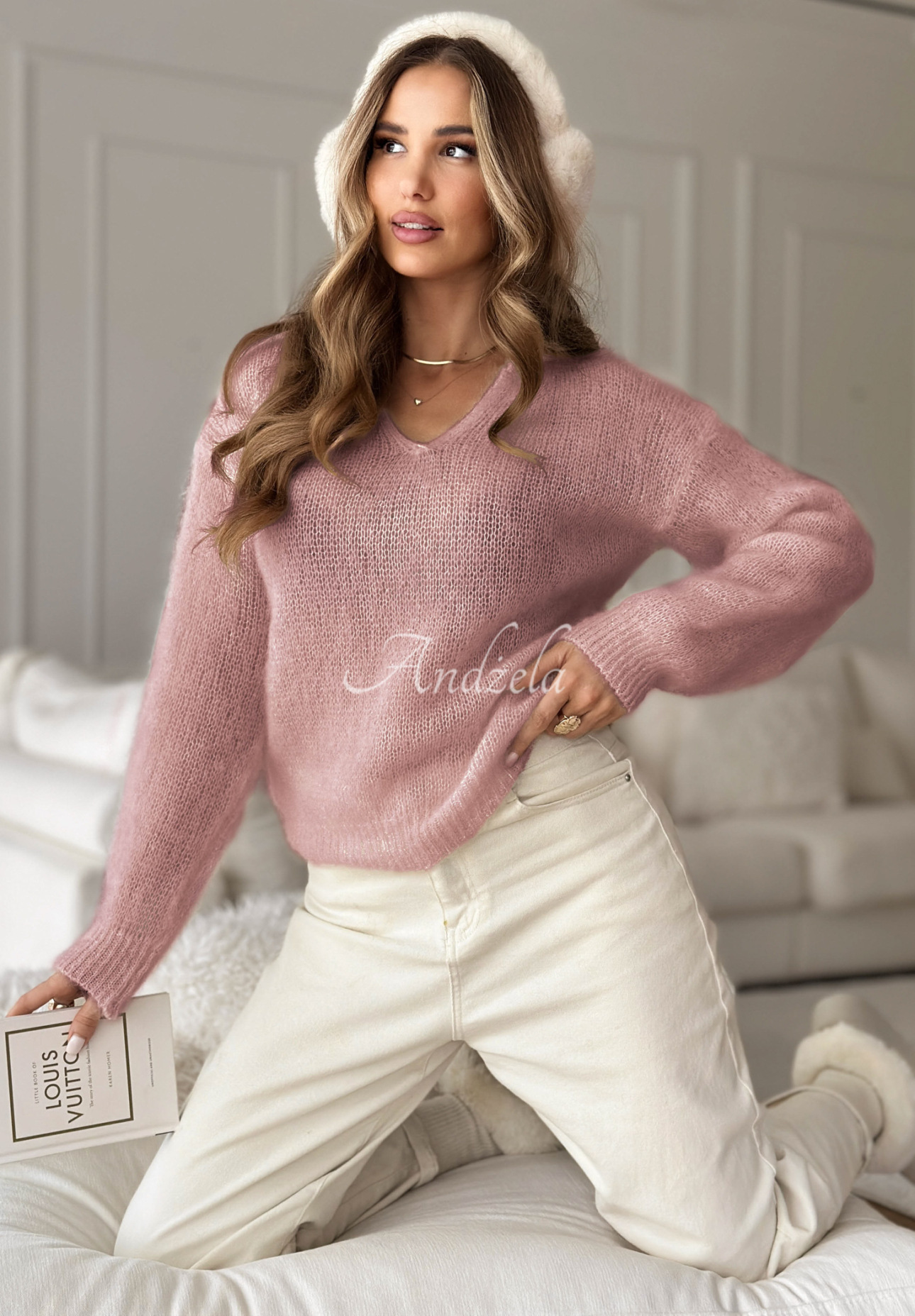 Mohairpullover mit Kragen Sweet And Fluffy Rosa