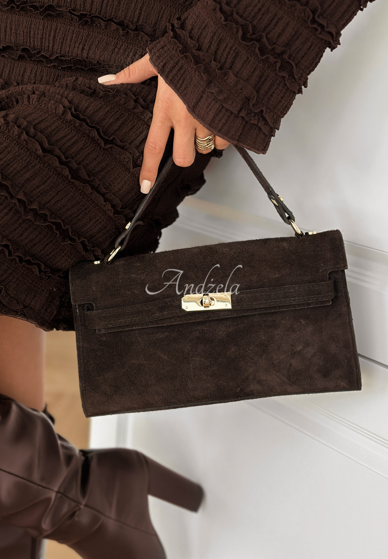 Wildlederhandtasche Weekend Only Schokoladenbraun