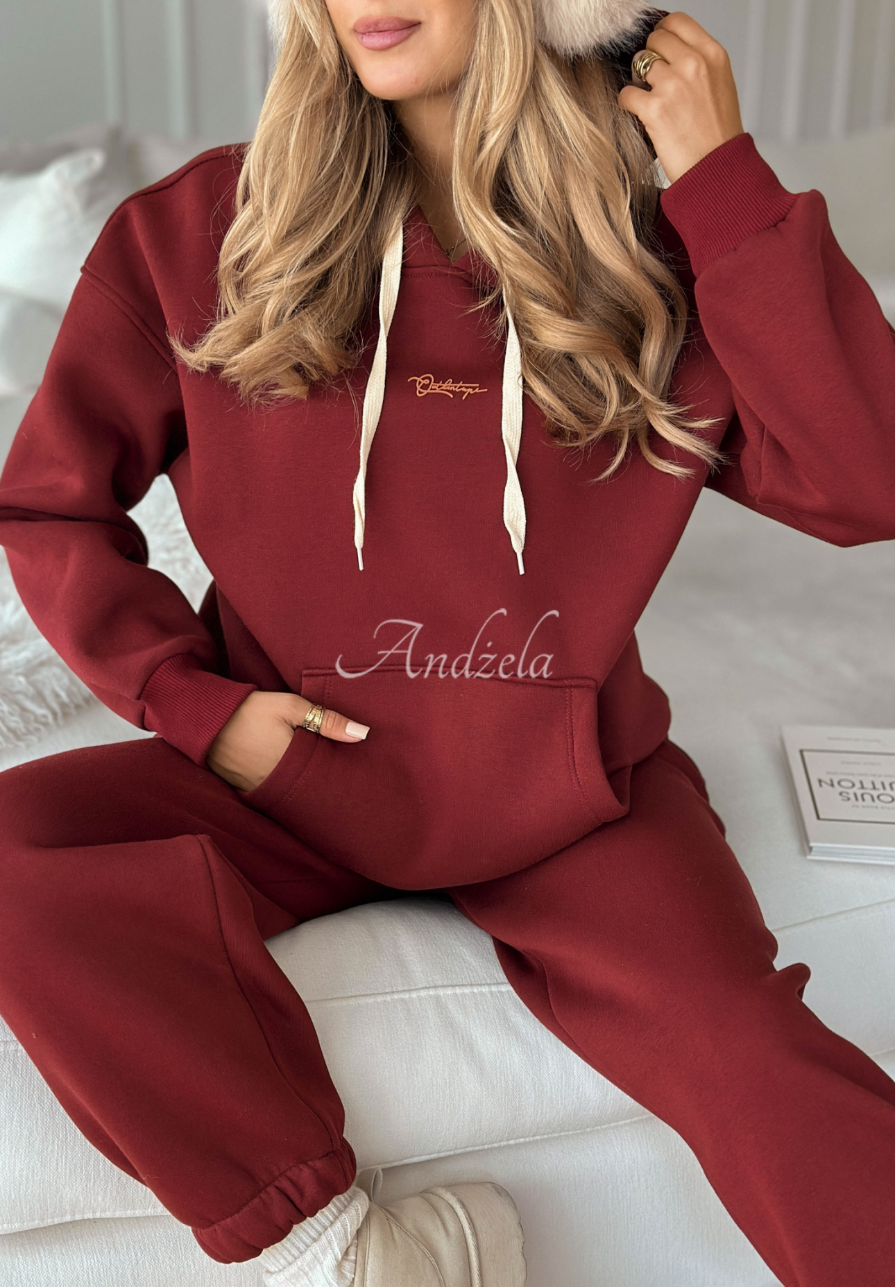 Trainingsanzug-Set: Sweatshirt und Hose She Did That Burgunderrot