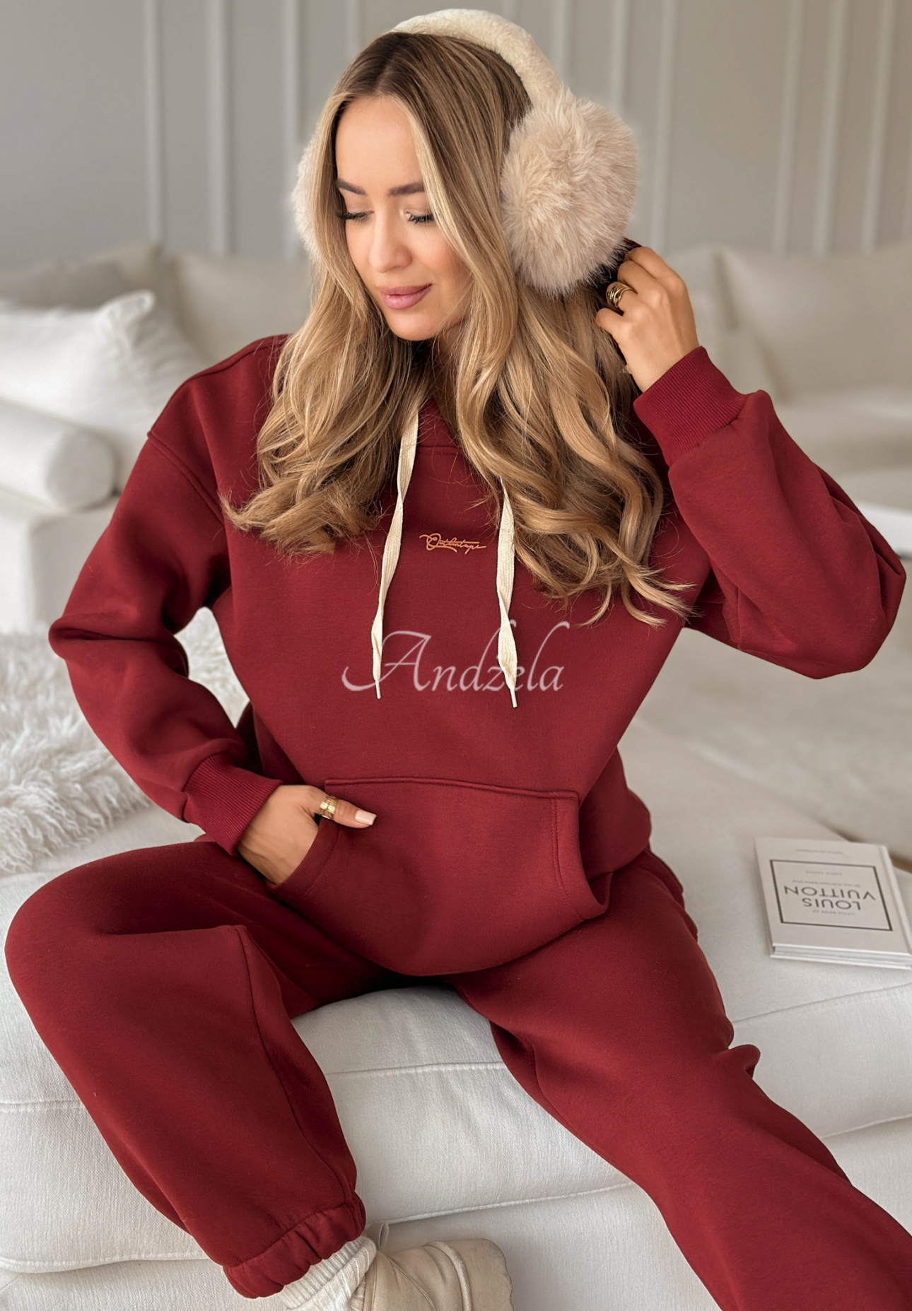 Trainingsanzug-Set: Sweatshirt und Hose She Did That Burgunderrot