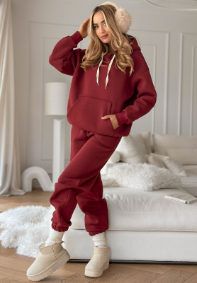 Trainingsanzug-Set: Sweatshirt und Hose She Did That Burgunderrot