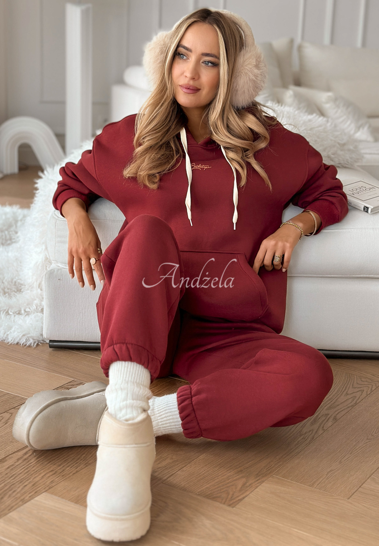 Trainingsanzug-Set: Sweatshirt und Hose She Did That Burgunderrot