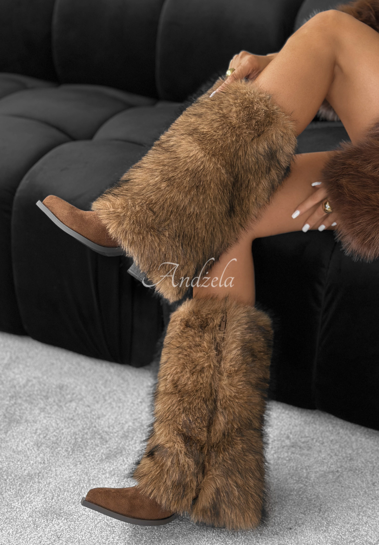 Wildlederstiefeletten mit Fell White Angels Camel