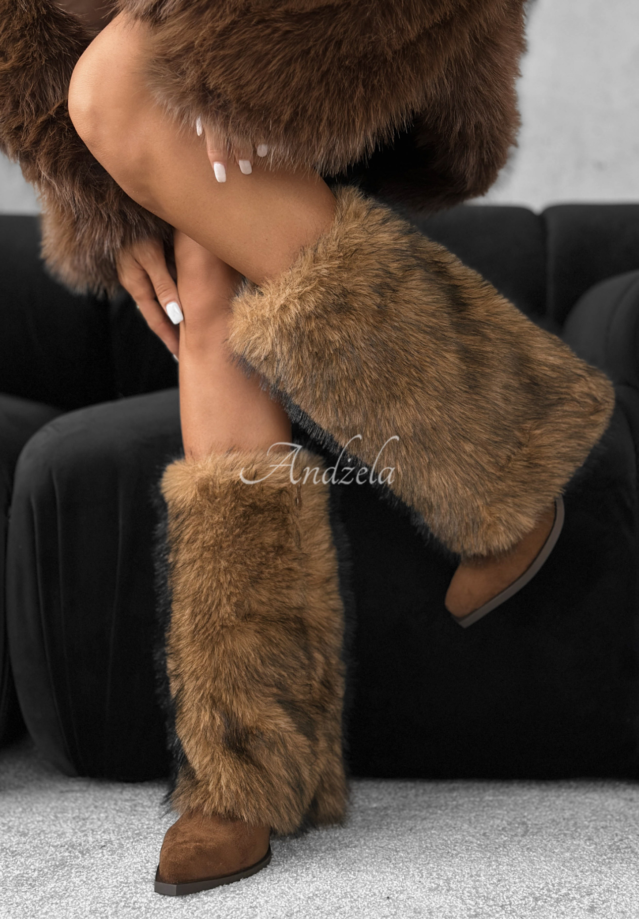 Wildlederstiefeletten mit Fell White Angels Camel