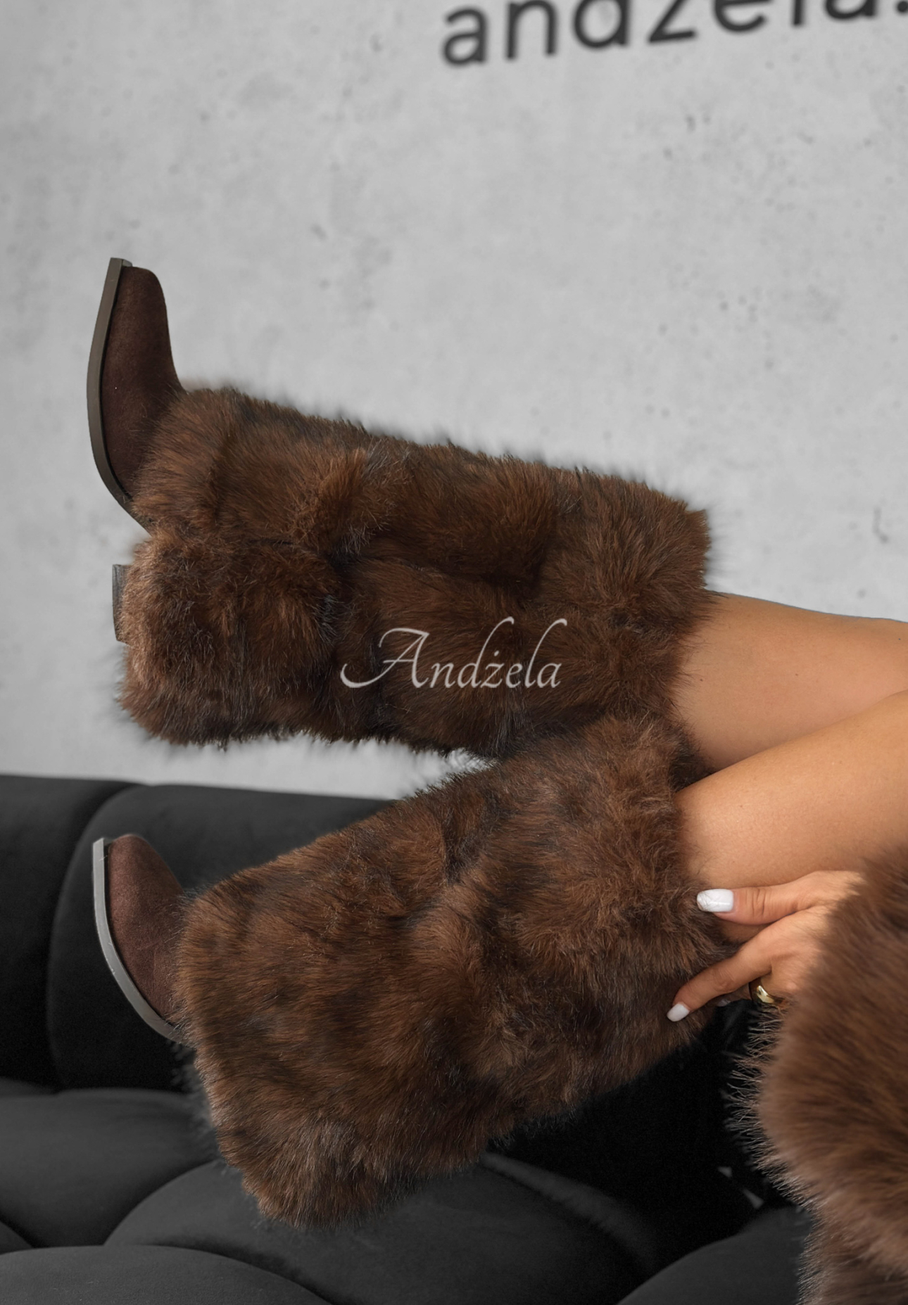 Wildlederstiefeletten mit Fell White Angels Schokoladenbraun