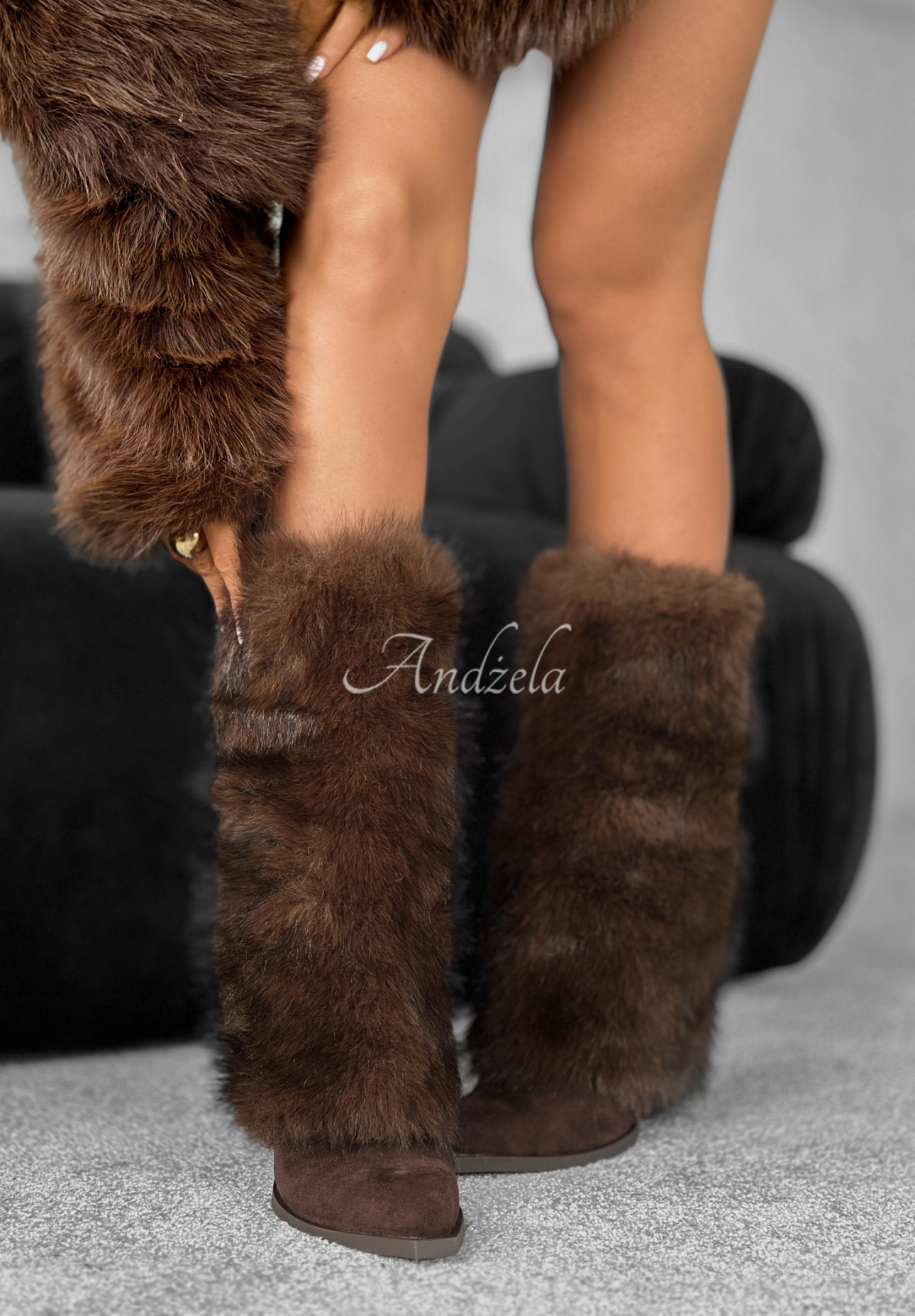 Wildlederstiefeletten mit Fell White Angels Schokoladenbraun
