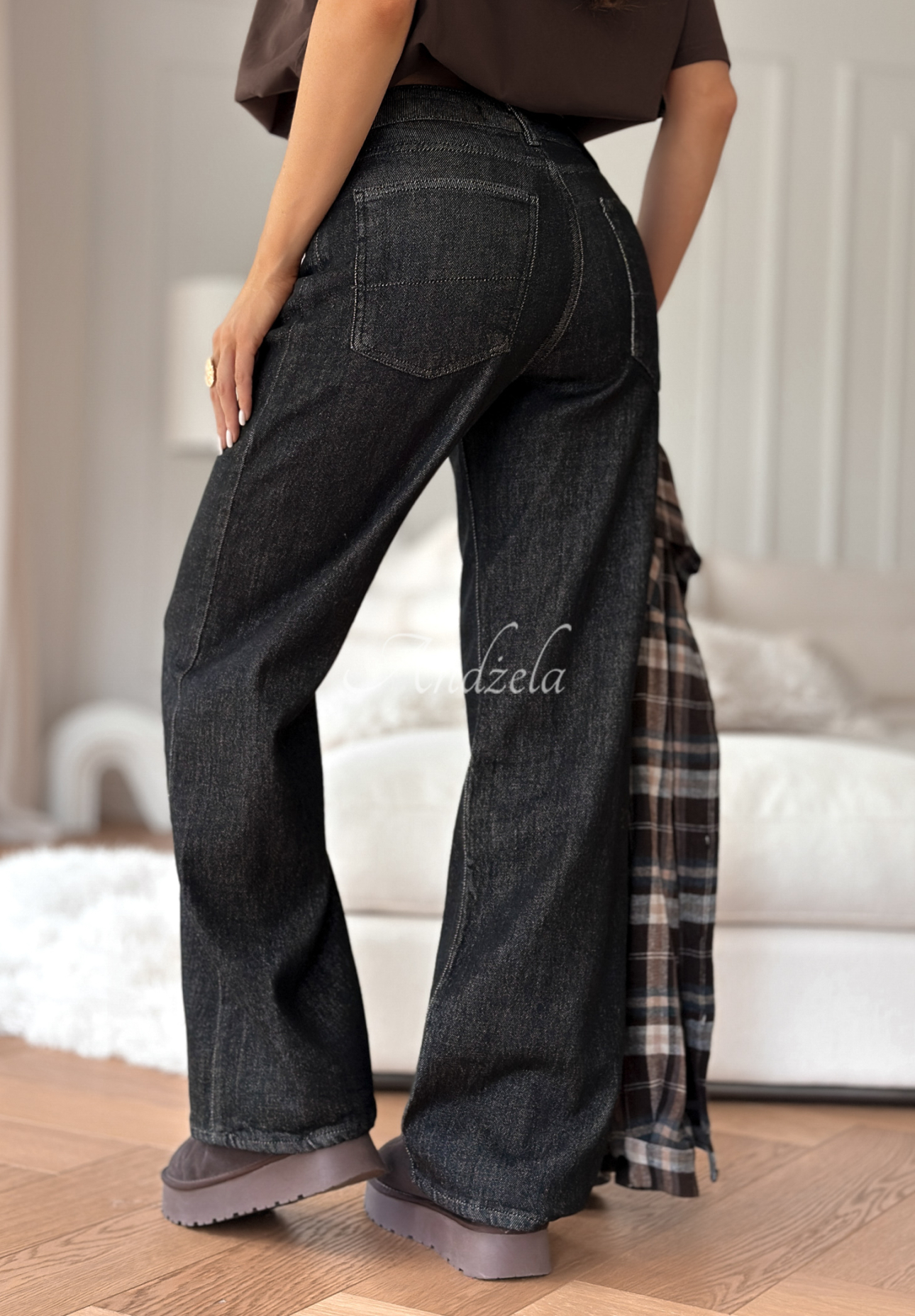 Wide Leg Jeans Red Flag Dunkelgrau
