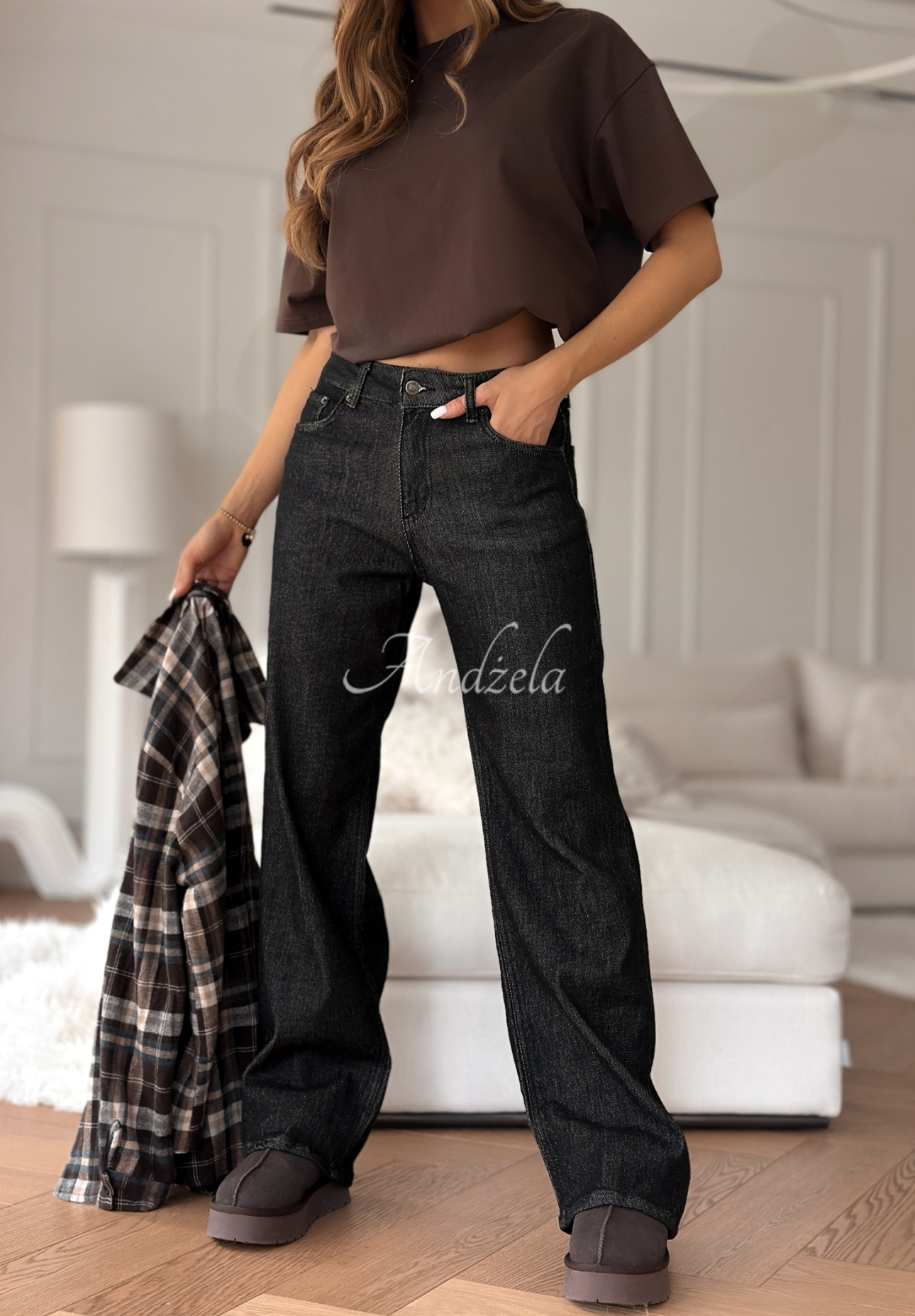 Wide Leg Jeans Red Flag Dunkelgrau