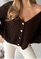 Ozdobnie pleciony Cardigan Want To Be Loved Schokoladenbraun