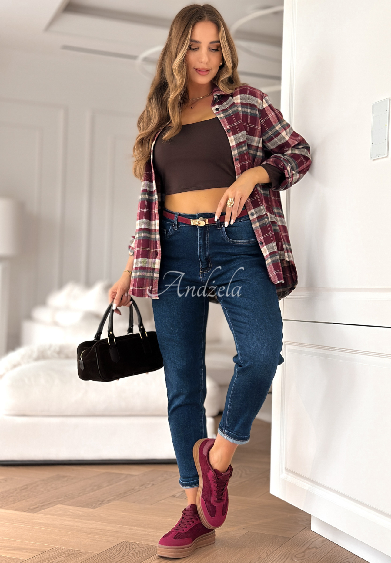 It's Not About You dark blue denim mom fit pants