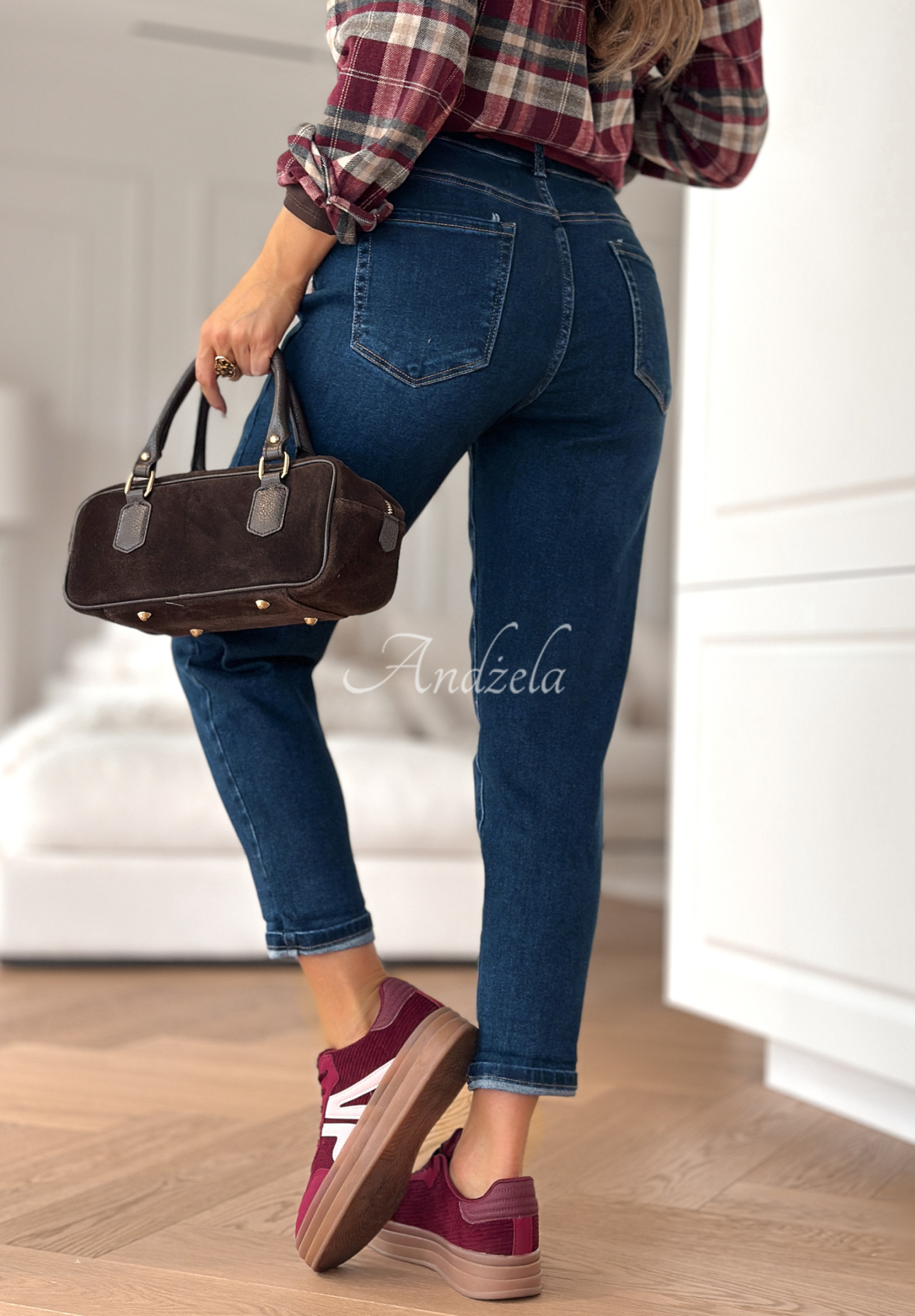 It's Not About You dark blue denim mom fit pants