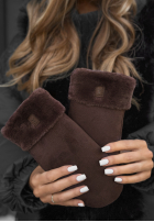 zamszowe Handschuhe z futerkiem Snow Clear Schwarz