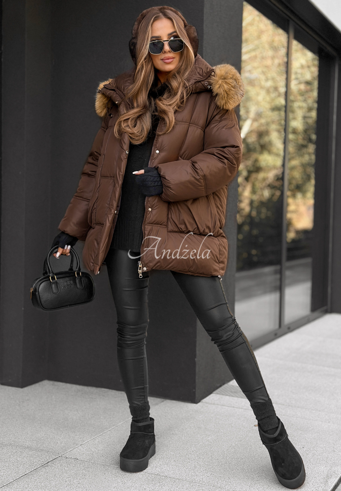 Steppjacke mit Kapuze Say Goodbye Schokoladenbraun