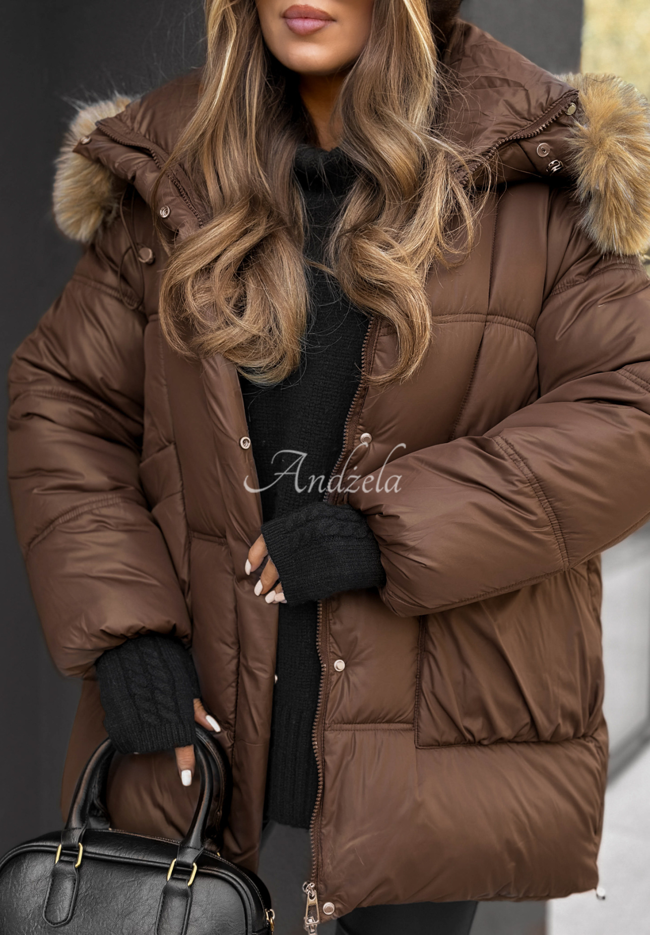 Steppjacke mit Kapuze Say Goodbye Schokoladenbraun