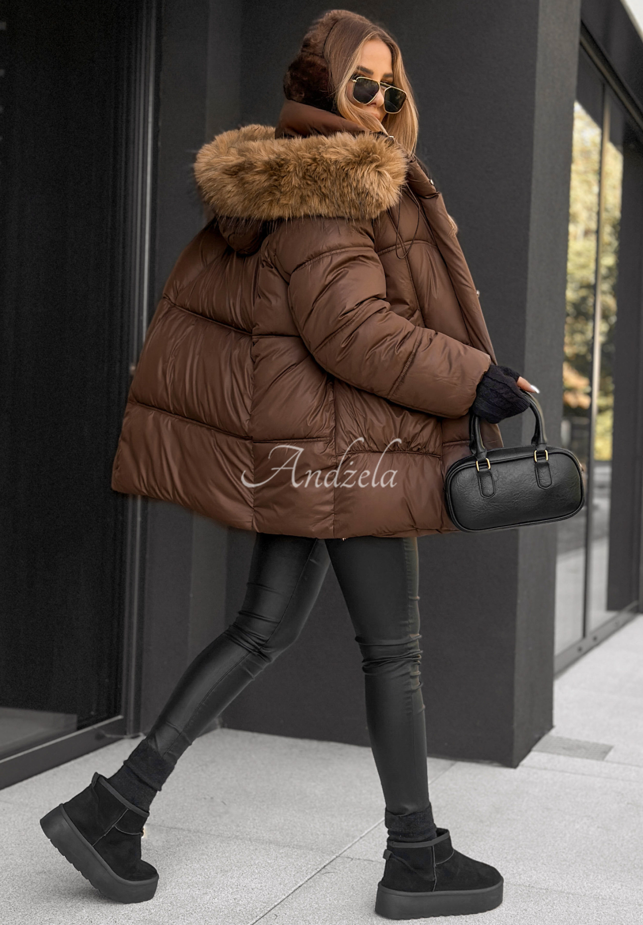 Steppjacke mit Kapuze Say Goodbye Schokoladenbraun