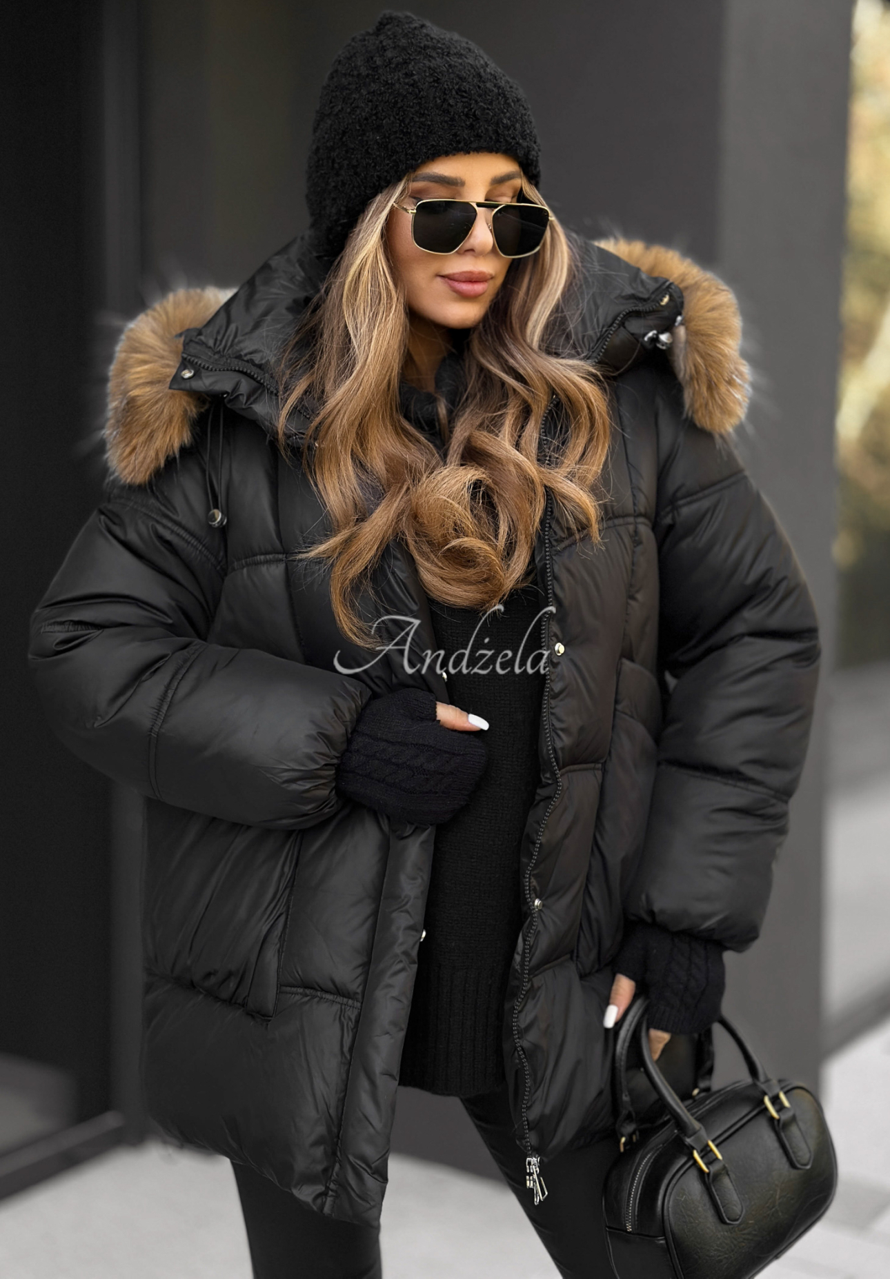 Steppjacke mit Kapuze Say Goodbye Schwarz