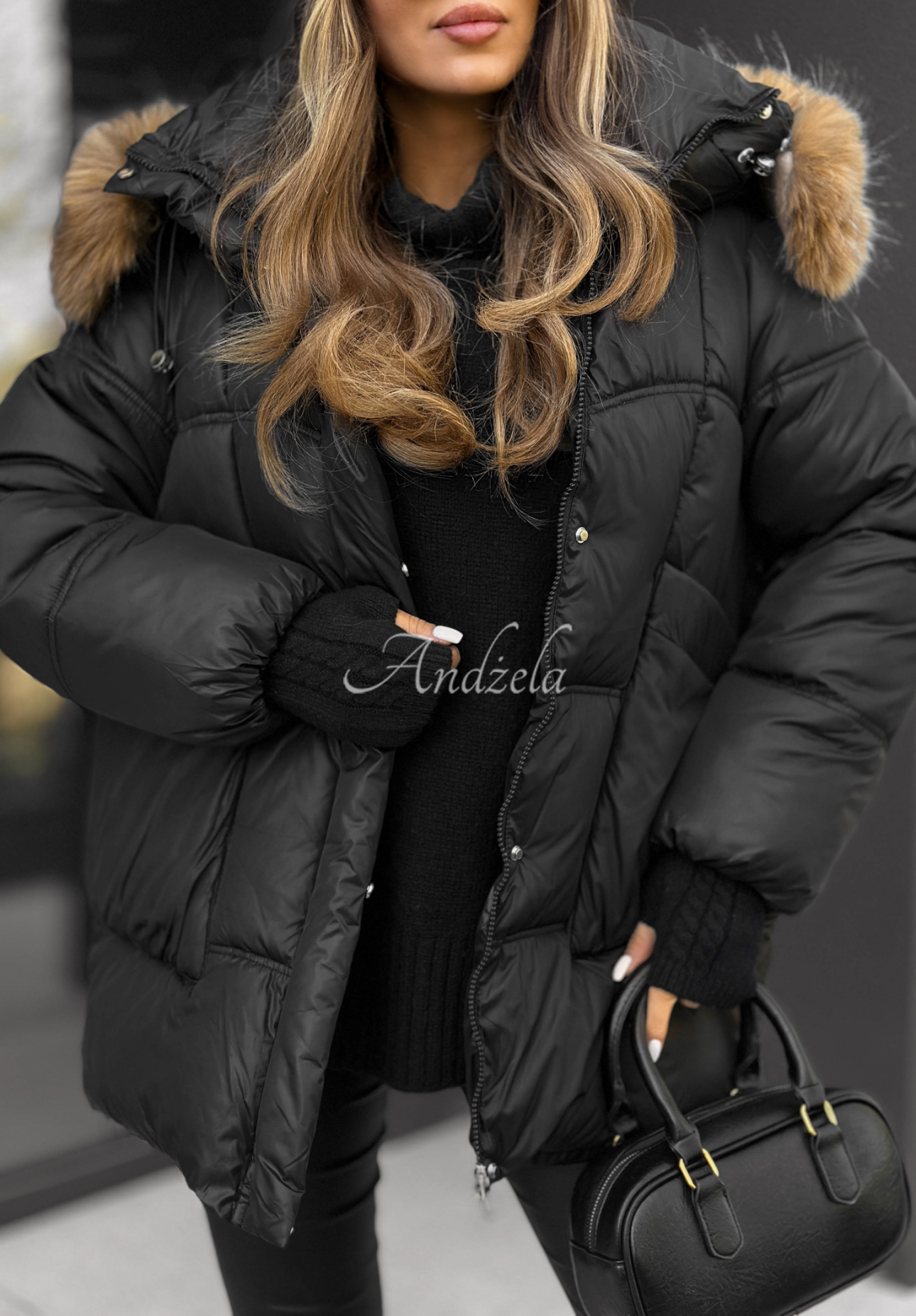 Steppjacke mit Kapuze Say Goodbye Schwarz
