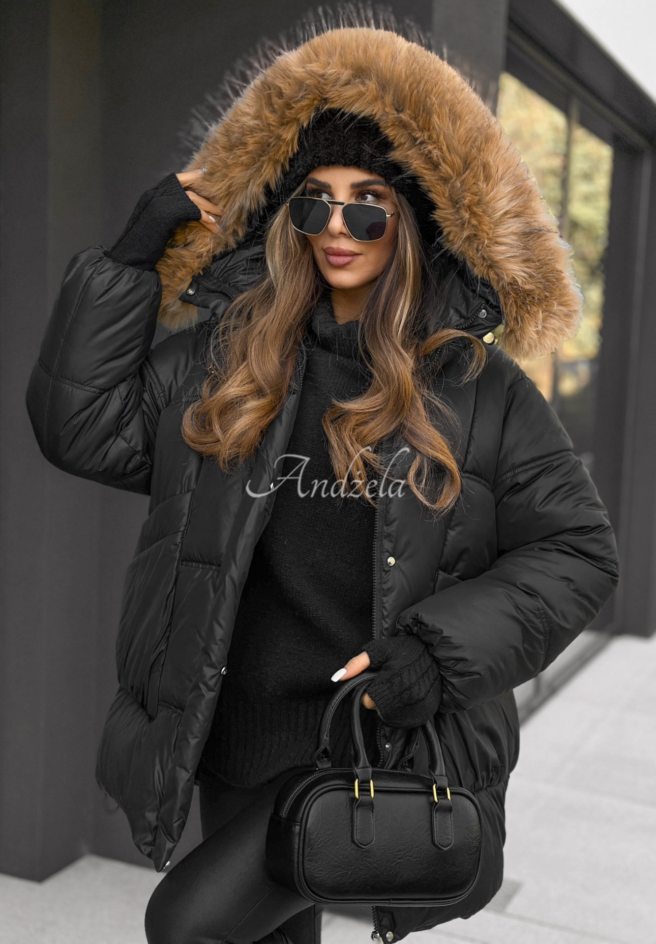 Steppjacke mit Kapuze Say Goodbye Schwarz