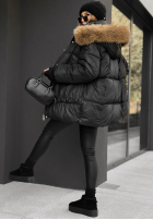 Pikowana Jacke z kapturem Say Goodbye Schwarz