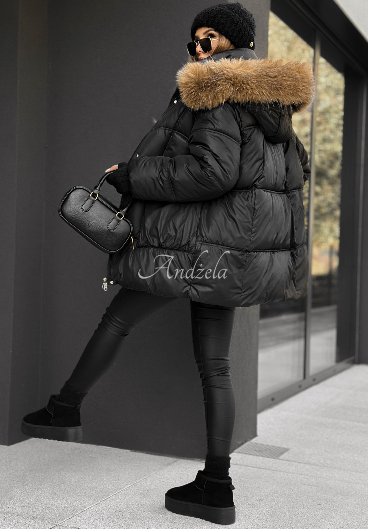 Steppjacke mit Kapuze Say Goodbye Schwarz